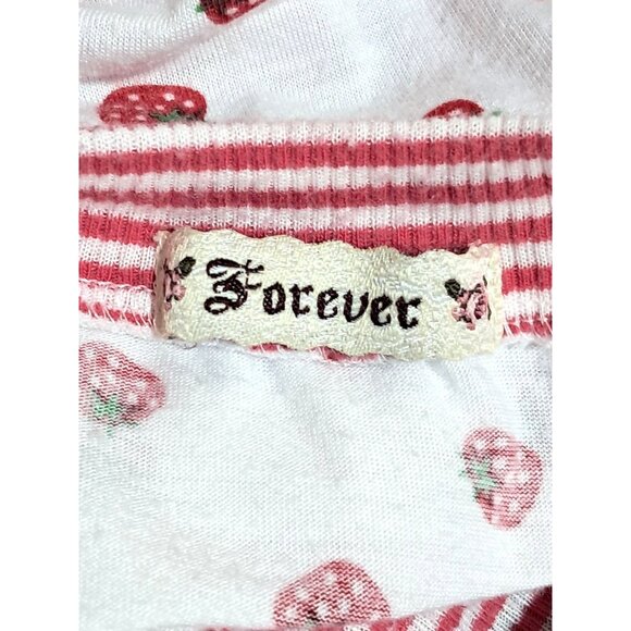 Y2K Forever 21 Strawberry McBling Babydoll Top Made in USA Small Candy Stripe Em - Picture 2 of 8